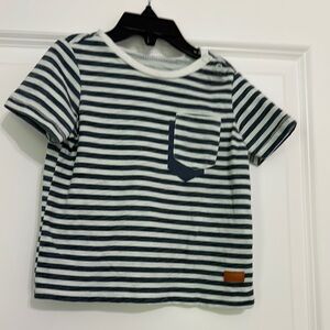 7 For All Mankind Blue and White Short Sleeve Tee